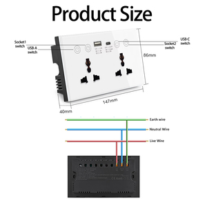 YUESHAPE Tuya Smart ZigBee Power Statistical <strong>Socket</strong> 20A <strong>With</strong> <strong>USB</strong> Type c Glass Panel <strong>Multi</strong> <strong>Functional</strong> Double WiFi Smart <strong>Socket</strong>