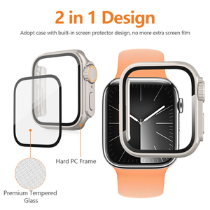 Custom <strong>2</strong> in <strong>1</strong> 41mm 45mm PC Material Smart Watch Case Cover with Tempered Glass Screen Protector for Iwatch 9 8 <strong>7</strong> Smartwatch Case - Product Image 2
