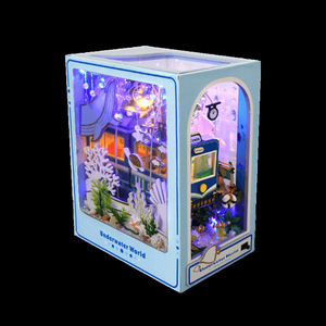Sıcak satış Punk tarzı ahşap dekorasyon el yapımı oyuncaklar Diy minyatür kiti 3D ahşap bulmaca Led ışık kitap <span class=keywords><strong>Nook</strong></span>