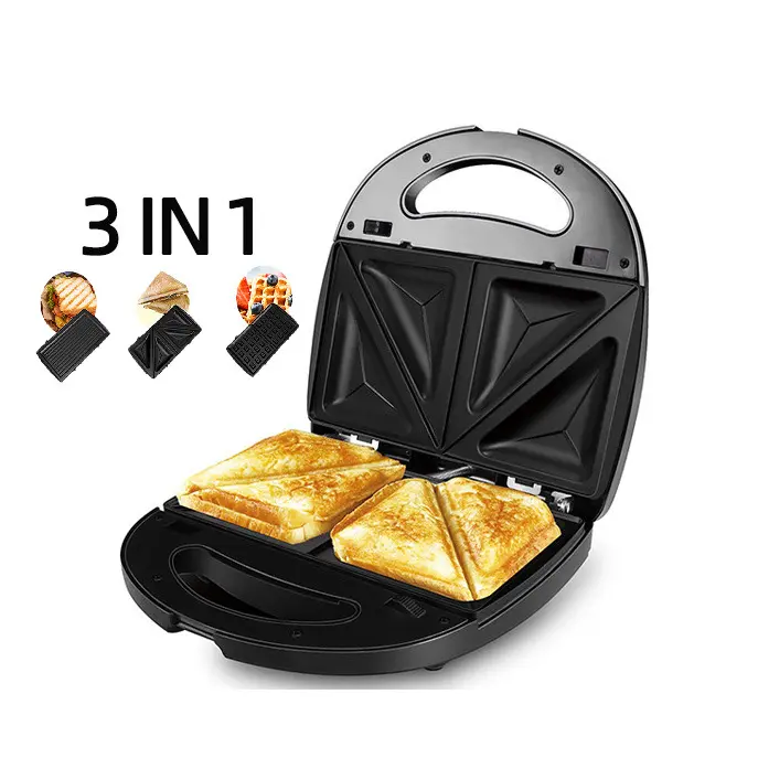 Mini Waffle Maker Destacável Breakfast Sandwich Maker Torradeira 3 Em 1 Non Stick Sandwich Maker Com Cool Touch Handle