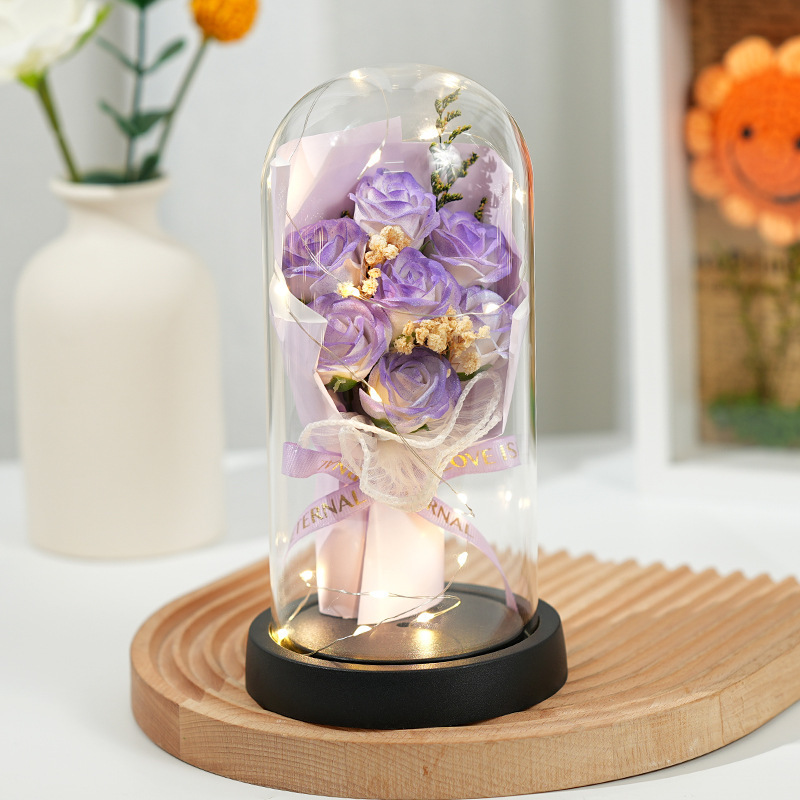 medium cover-mist purple-7 light string gift box-glass cover-bla