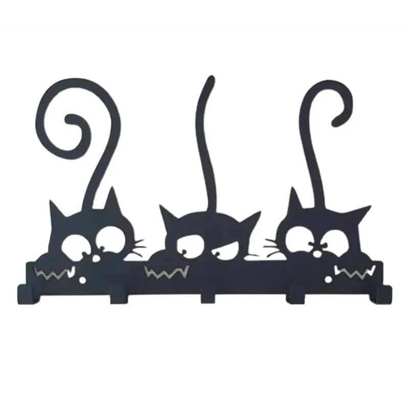 Симфонический оркестр, брелок для ключей, Черный кот, подвесной металлический крючок, креативный Настенный декор для дверей шкафа