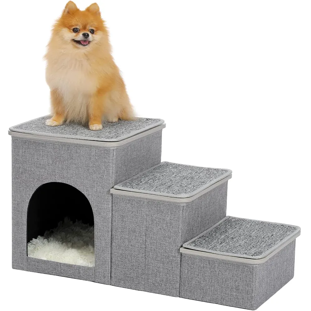 Strong Stability Deluxe Condo and Pet Toy Storage Box Portable Home Ladder Pet Steps Dog Stairs Ramp