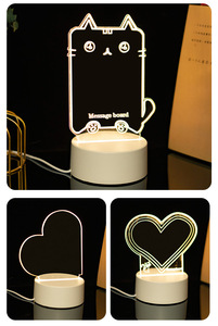 Luce notturna creativa creativa 3D penna rettangolare in legno calda Base LED USB acrilico 3D bacheca riscrivibile regalo in bianco moderno - Product Image 4