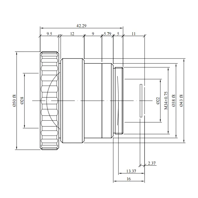 Lentille de mise au point manuelle FL 15mm F1.0 Long Wave 8um-12um pour 640x480-17um ou 384x288-17um