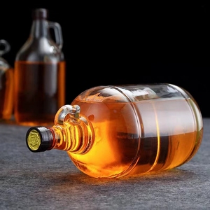 半加仑/1加仑透明玻璃酒瓶加州发酵罐玻璃瓶啤酒咆哮者苏打水带黑色盖子