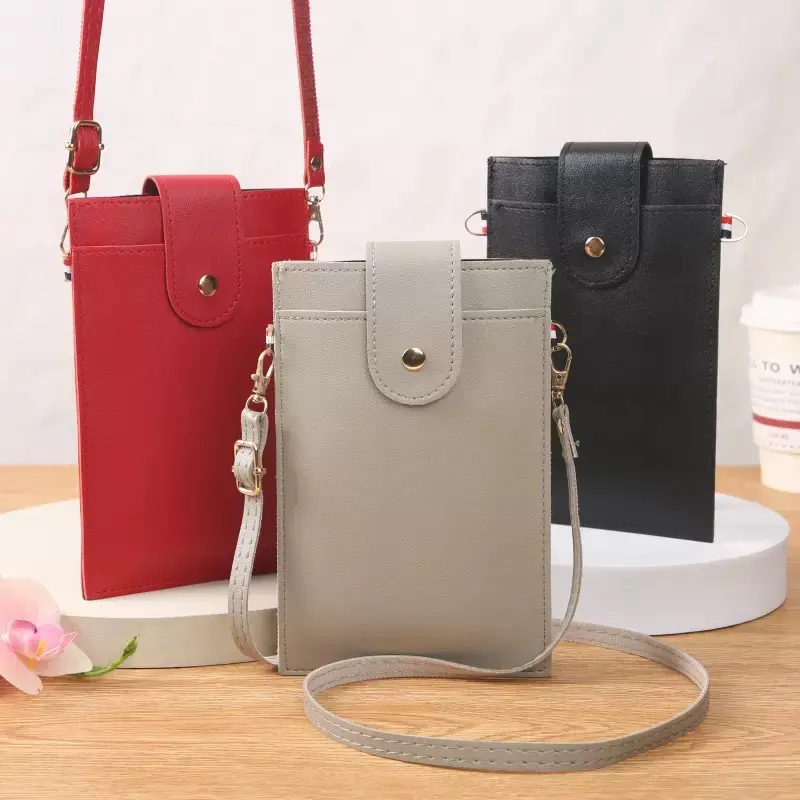 Thời trang Slim Phụ nữ Crossbody Túi điện thoại chủ thẻ Wallet Bag điện thoại Pouch Trường hợp với dây đeo vai