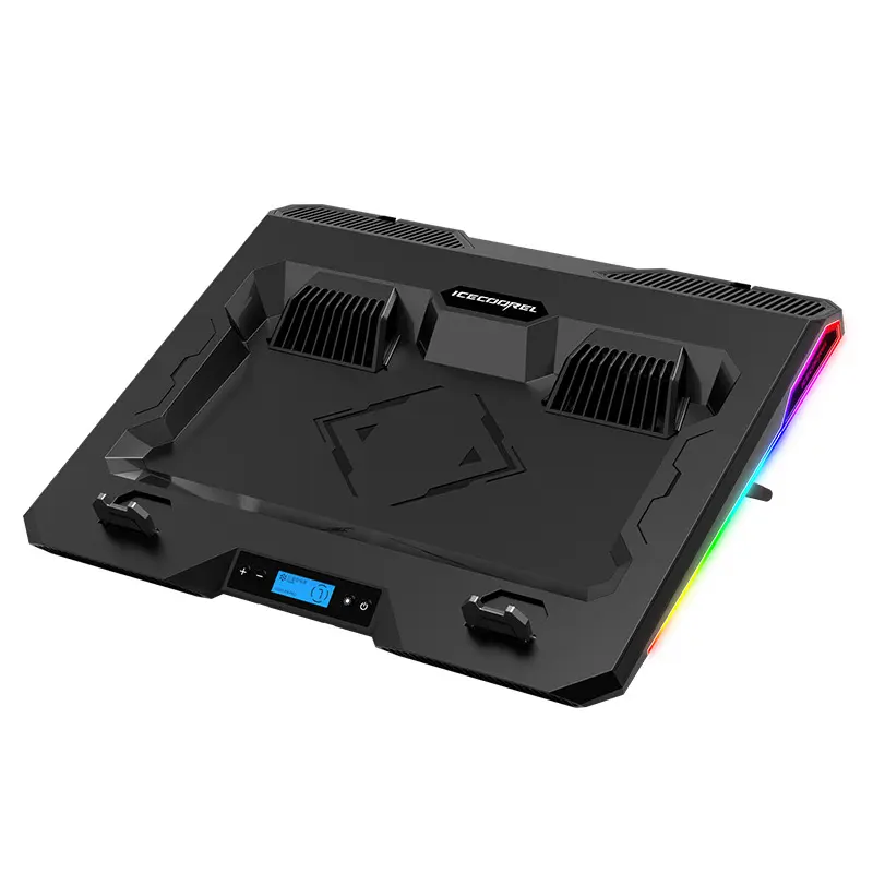 RGB игровой кулер для ноутбука регулируемая стойка радиатора для ноутбука с отключением звука 3000 об/мин мощная охлаждающая подставка для 12-17 дюймов ноутбука