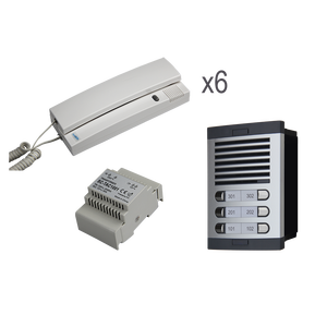 1 + N sistema de intercomunicación de Audio estilo S teléfonos interiores botones de doble fila Panel DIN RAIL C45 transformador de fuente de alimentación para 6 edificios