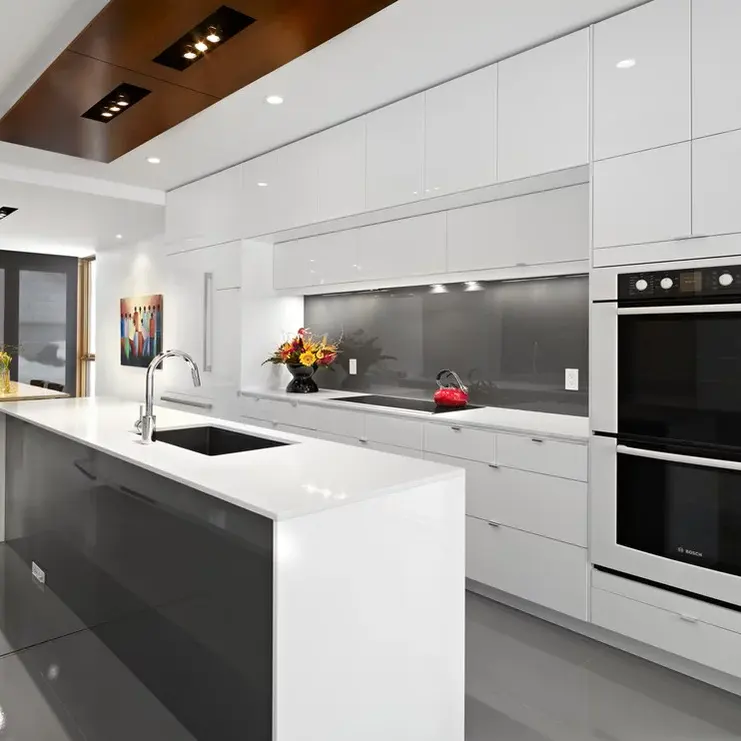 Fırınlama vernik popüler yeni konsept modern mutfak dolabı tasarımları, kolu-az modern mutfak tasarımları
