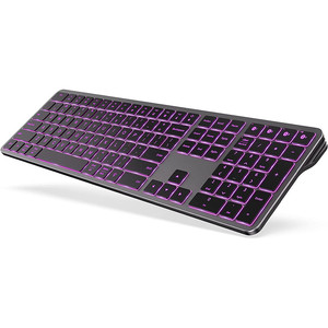 Su misura tastiera senza fili Muti-dispositivo ricaricabile RGB tastiera retroilluminata con Numpad compatibile per PC portatile - Product Image 1