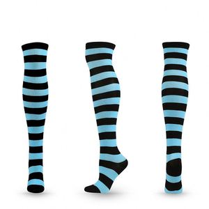 उच्च गुणवत्ता वाली सस्ती कोस्प्ले लंबी लड़कियों की महिलाओं ने मोजे पॉलिएस्टर कपास इंद्रधनुष सेक्सी धारीदार घुटने के उच्च मोजे - Product Image 3