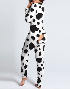 2022 Biểu Tượng Tùy Chỉnh Màu Rắn Dài Tay Áo Dành Cho Người Lớn Cho Phụ Nữ Đồ Ngủ Jumpsuit Đồ Ngủ Với Butt Flap Của Phụ Nữ Ngủ - Product Image 3