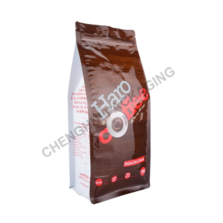 5Lb 100 माइक्रोन कॉफी एनवाई/VMPET/सीपीपी मैट तत्काल मजबूत सील वाल्व के साथ कॉफी पैकेजिंग बैग निर्माता और सामने जिपर