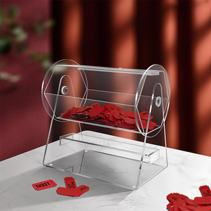 Festival partilerinde bilet kutusu olarak kullanmak için özelleştirilmiş akrilik piyango kutusu. Şeffaf ve döndürülebilir piyango kutusu. - Product Image 4
