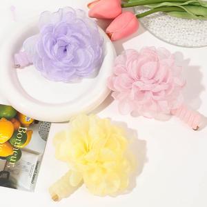 Organza Vintage elegante grande rosa flor fio cabelo laço elasticidade cabeça corda banda miúdo meninas telefone reta espiral cabelo laços