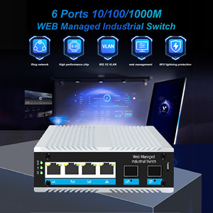 10G L2 interruttore in fibra industriale QoS POE SNMP VLAN gestione Web alluminio alloggiamento 6 porte interruttore di rete impilabile Snmp compatibile - Product Image 2