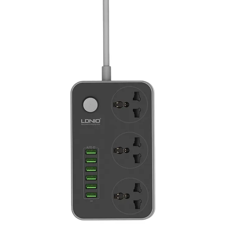 LDNIO Universal tira con 6 puerto USB y 3 salida tierra adaptador de enchufe de extensión