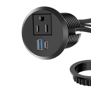 Fábrica Universal muebles integrados enchufe múltiple enchufe de escritorio Oficina potencia redonda empotrada 20W Usb escritorio ojal toma de corriente - Product Image 1