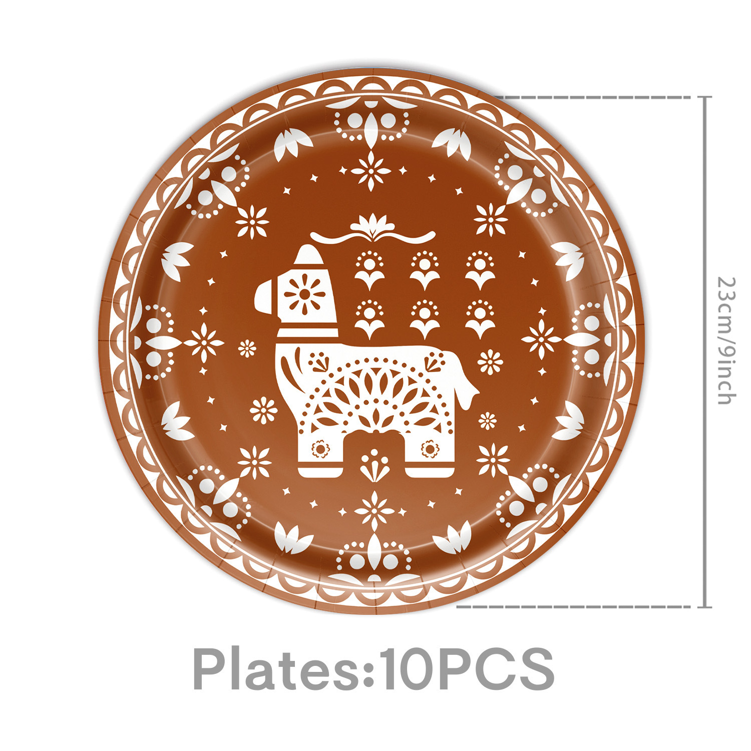 Assiettes en carton café - 10 pièces, 23 cm (9 pouces)