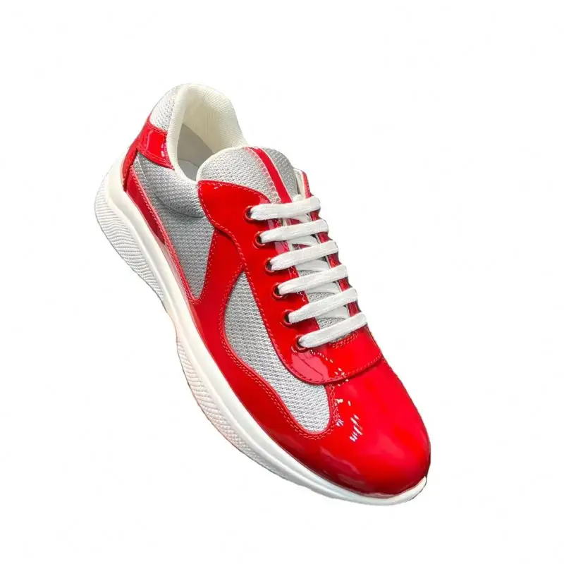 Mannen Amerika Cup Luxe Merk Designer Schoenen Met Rode Label Lederen Sneaker