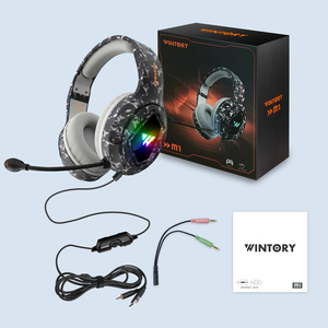 M1 kamuflaj oyun kulaklıkları Stereo oyun mikrofonlu kulaklık aşırı kulak için <span class=keywords><strong>360</strong></span> derece dönen PS4/<span class=keywords><strong>Xbox</strong></span> one PC