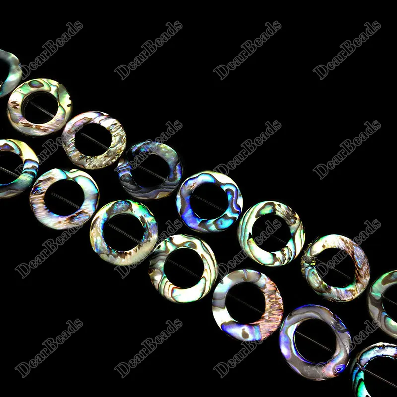 Atacado natural redondo moeda montada abalone concha corda para fazer jóias diy 18 mm