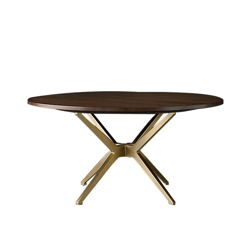 AJJ produttore di mobili personalizzati per ville e case di lusso design semplice in acciaio inox base in legno tavolo da pranzo rotondo