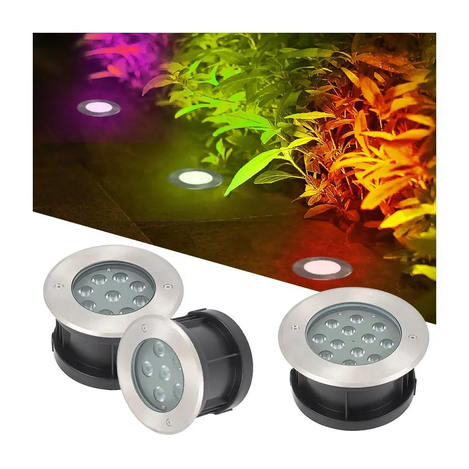 3W IP66 Impermeável Recesso LED Ground Light Alumínio Vidro Lâmpada Corpo RGBW Underground Driveway Luz Hotel Deck Luz