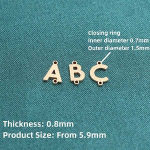 ตัวเชื่อมต่อตัวอักษรพื้นฐานคุณภาพสูงพร้อมแหวนตั้ง2วง14K เครื่องประดับทองสร้อยข้อมือถาวรทำให้มีเสน่ห์ตัวอักษรเล็กๆ - Product Image 3