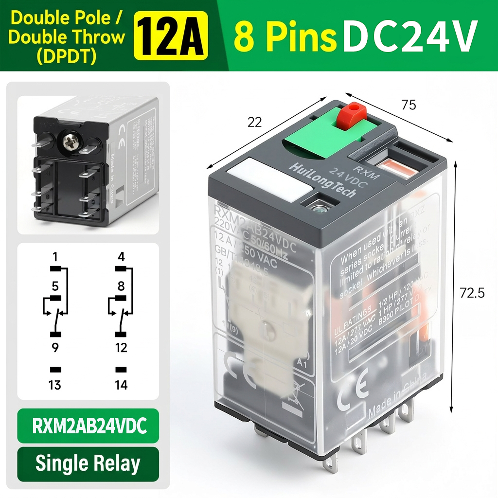 RXM2AB2BD 8 broches DC24V 12A