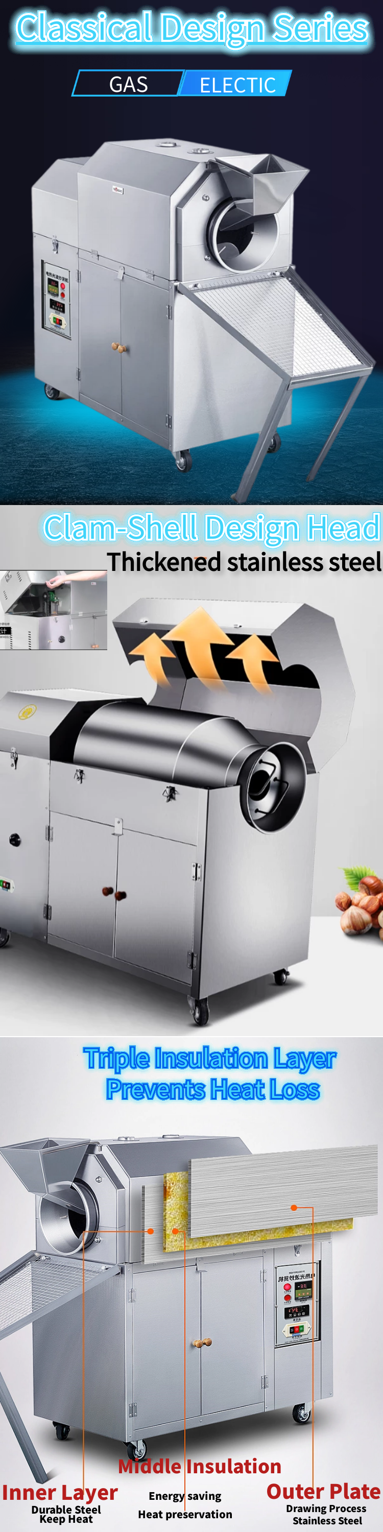 Industrial Peanut Roaster High Efficiency Nut Processing