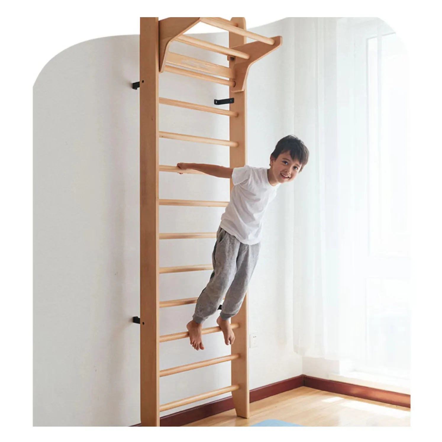 Barres d'escalade intérieures en bois Montessori, barres murales d'escalade réglables, barre horizontale de musculation pour enfants, cadre d'escalade