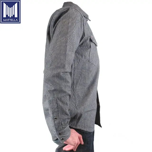 Precio al por mayor japonés orillo rayas denim 100% tela de algodón chaqueta de los hombres