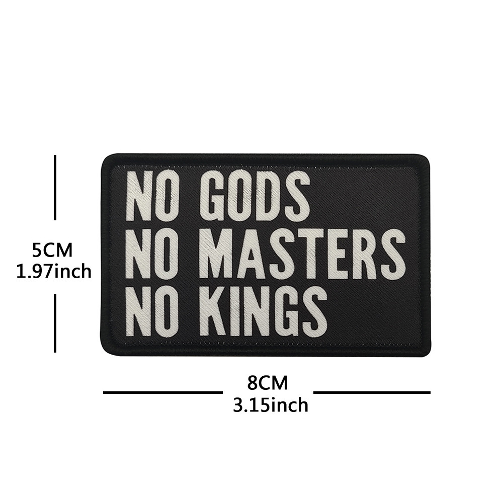 Y00105-1 printed in english: no gods (black cloth with white)
