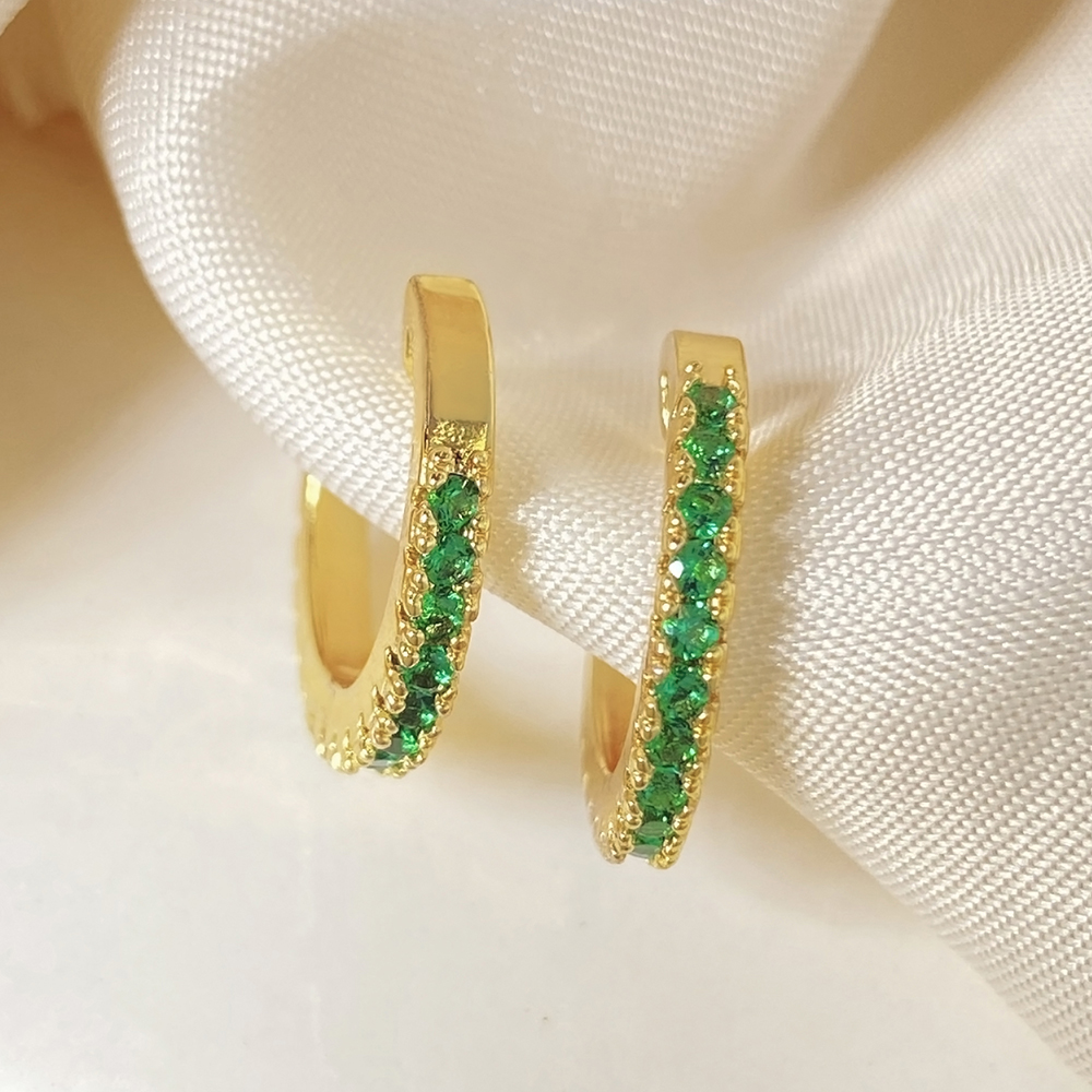 18k gold plated/green stone