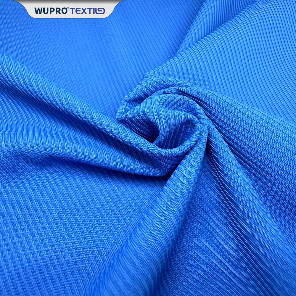 Personalizado 76% nylon 24% spandex estiramiento trama de punto entrelazado costilla patrón personalizado impreso tela elástica