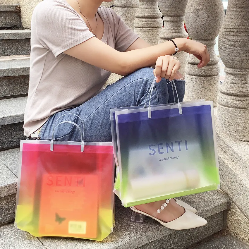 Luxury Waterproof Designed Logo Printed Foldable Plastic Reusable Promotional Shopping Clear PVC Custom Transparent Tote Bag