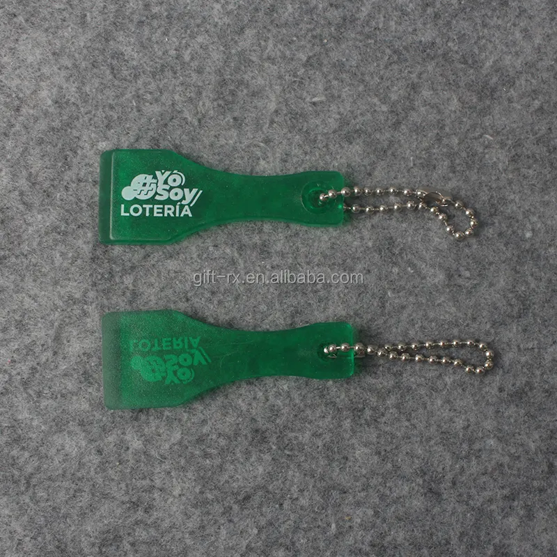 Fourniture de grattoir de billets de loterie personnalisé avec porte-clés grattoir de loterie avec chaîne de perles