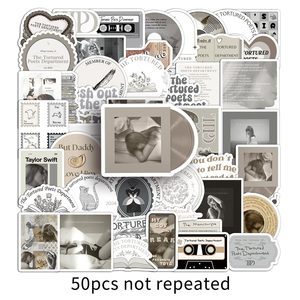 50 adet popüler Taylor işkence şairler departmanı albümü Graffiti çıkartmalar şişe telefon dekor için vinil Swift müzik TTPD Sticker
