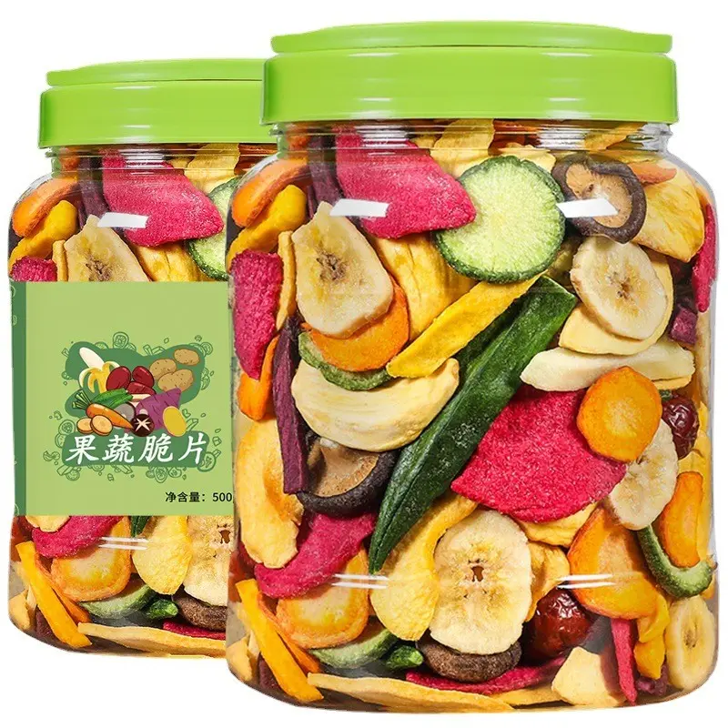Plastik şişe 500gram kurutulmuş gıda cips meyve ve sebze aperatifler kuru çıtır meyve ve sebze