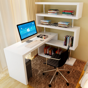 Escritorios de ordenador modernos para oficina en casa, mesa de estudio de escritura con estantería - Product Image 3