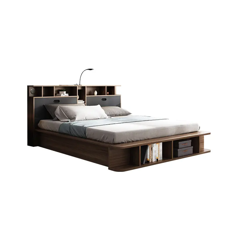 Dubai Luxushotel Schlafzimmer möbel Gästezimmer MDF King Size Bett garnituren aus Holz Benutzer definierte moderne Möbel Aufbewahrung sbett