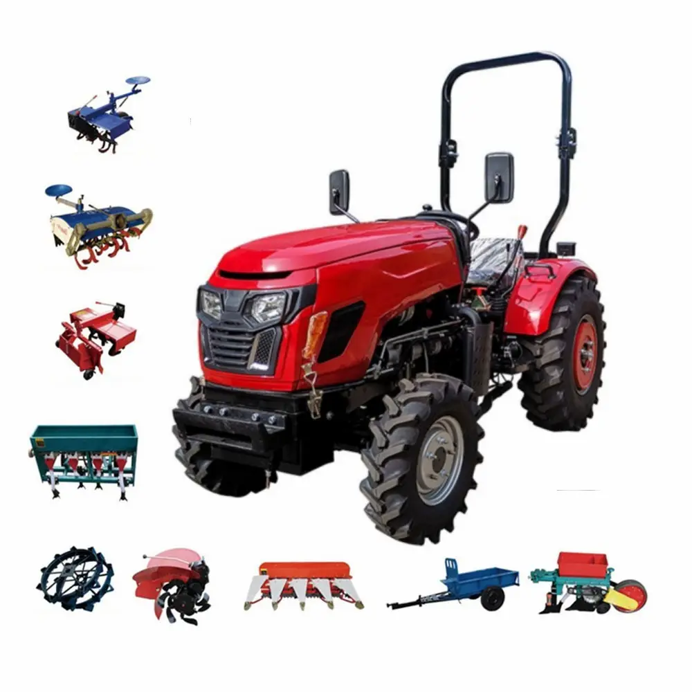 Support Customized Chinese tractor Diesel Fuel Engine Digger tractor with Add Attachments with Factory Price Free Shipping