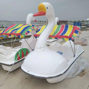Farklı tasarım hayvanlar karikatür tema ördek kuğu yunus 4 koltuk fiberglas elektrikli su pedalo tekne - Product Image 5