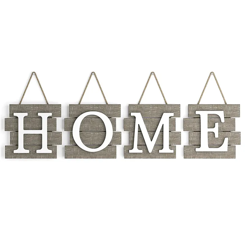 Placa de azulejo para el hogar con diseño personalizado, señal de letras de madera para colgar, arte de pared decorativo de país primitivo rústico