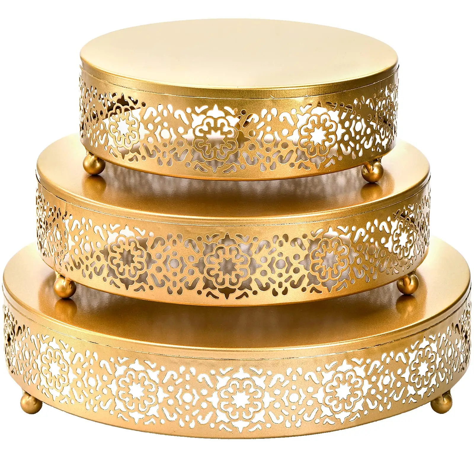 Présentoir de buffet à 3 étages en acier inoxydable Présentoir de gâteaux de mariage en verre acrylique doré pour table à dessert de gâteaux de mariage