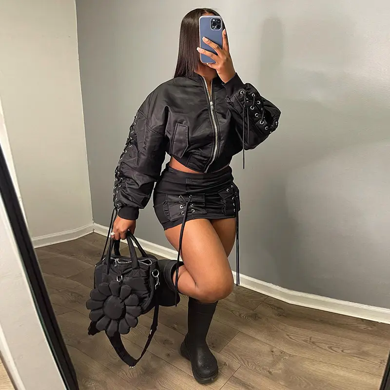Europe And The United States Hot Search Women's Cargo Jacket Two-piece Set Of Foreign Trade Hot Sales Package Hip Skirt