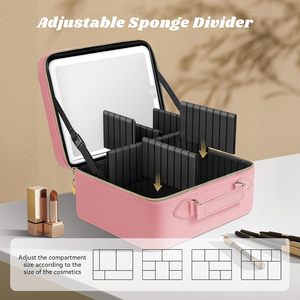 带发光二极管的化妆包带镜子3色设置化妆品化妆盒收纳器梳妆台 - Product Image 5