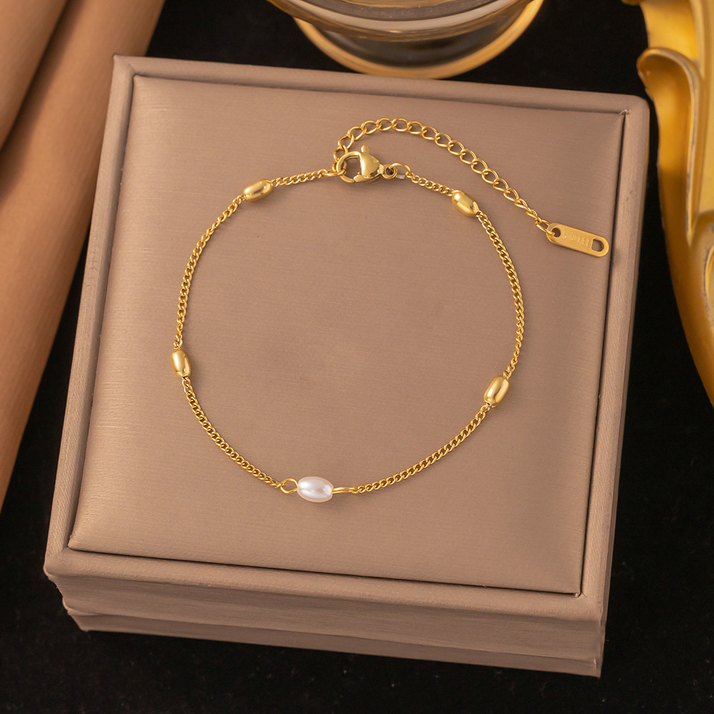 sle131-bracelet de perles de riz en or
